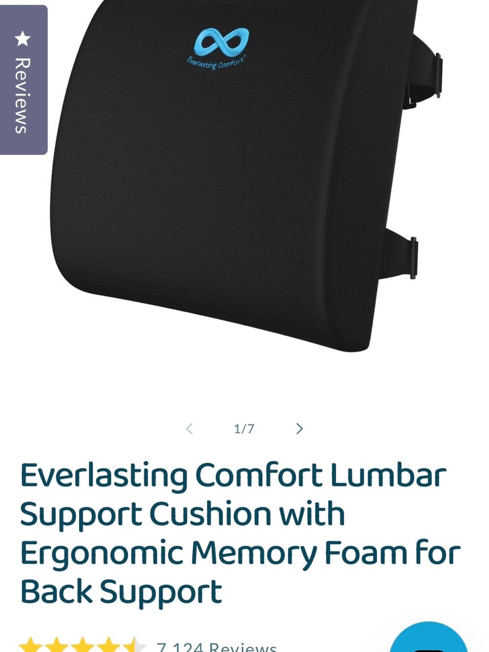 Black Lumbar Support Cushion with Memory Foam